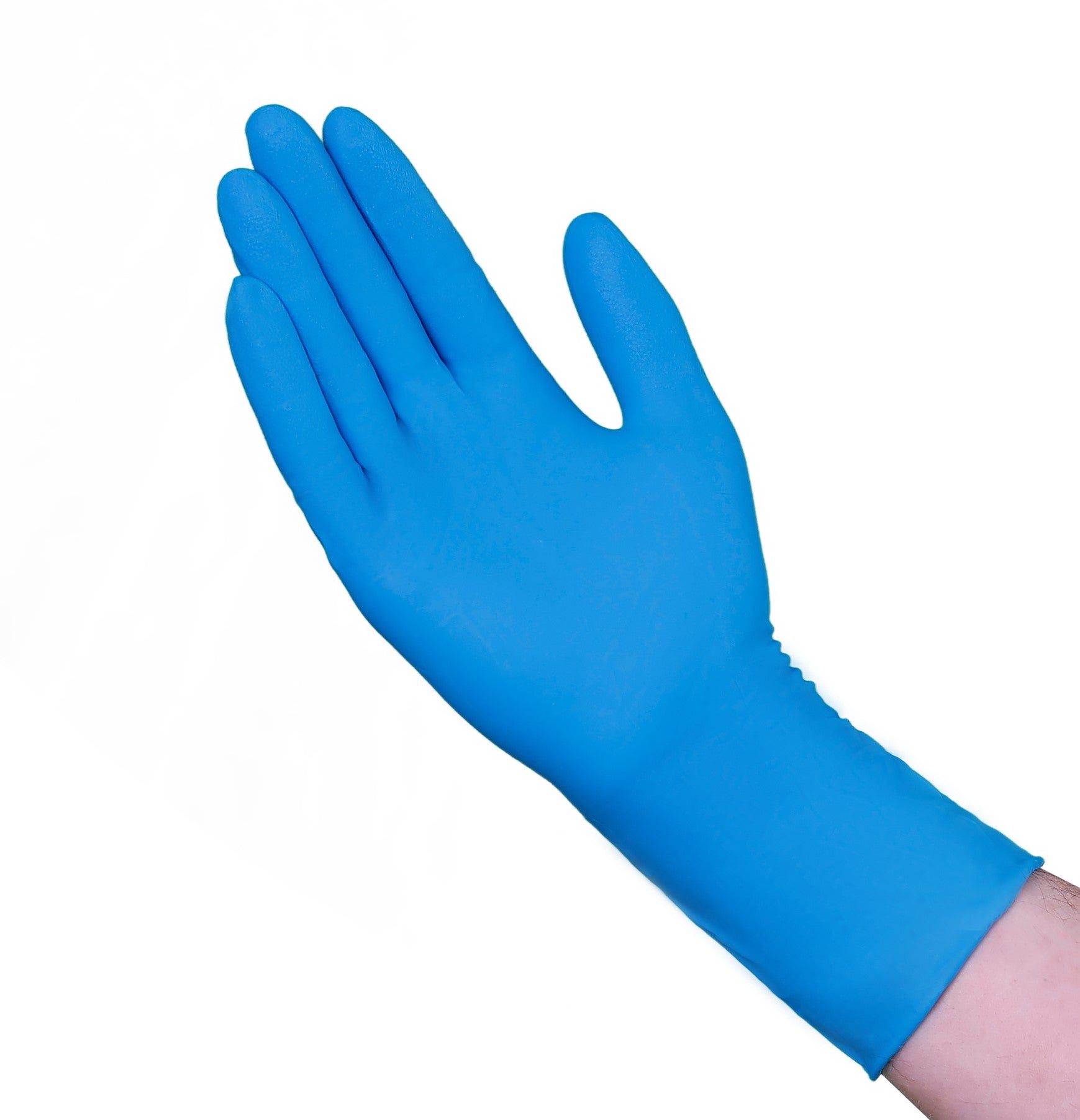 A3CH2 Blue 14 mil Latex Industrial Disposable Gloves with 11.5" Extended Cuff