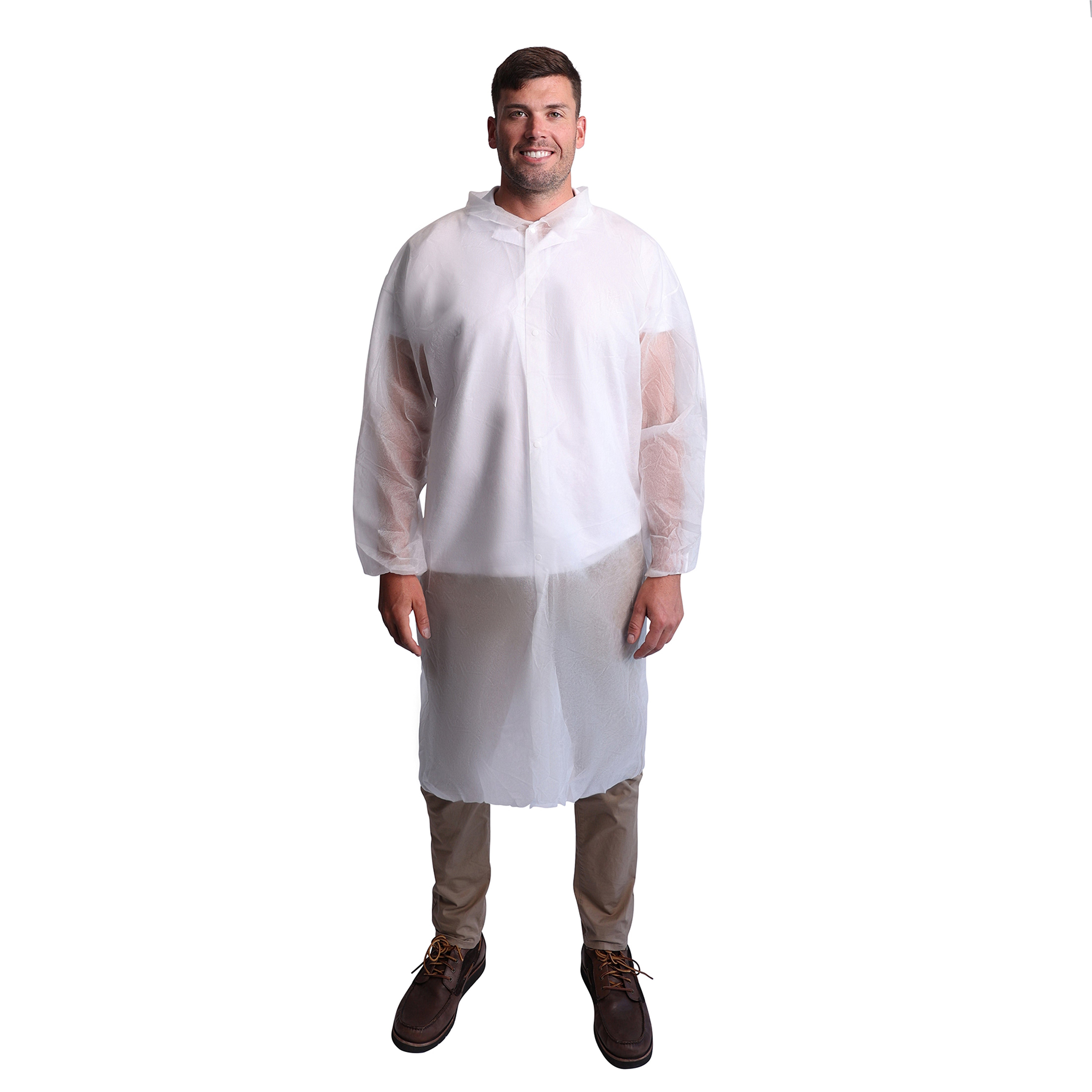 B1AS1 White Lightweight Polypropylene Lab Coats - No Pockets