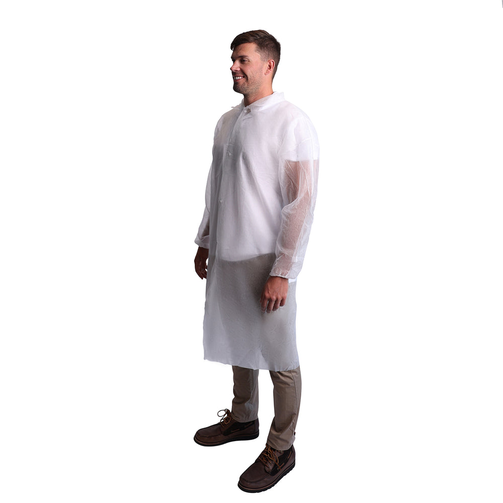 B1AS1 White Light Weight Polypropylene Lab Coats - No Pockets