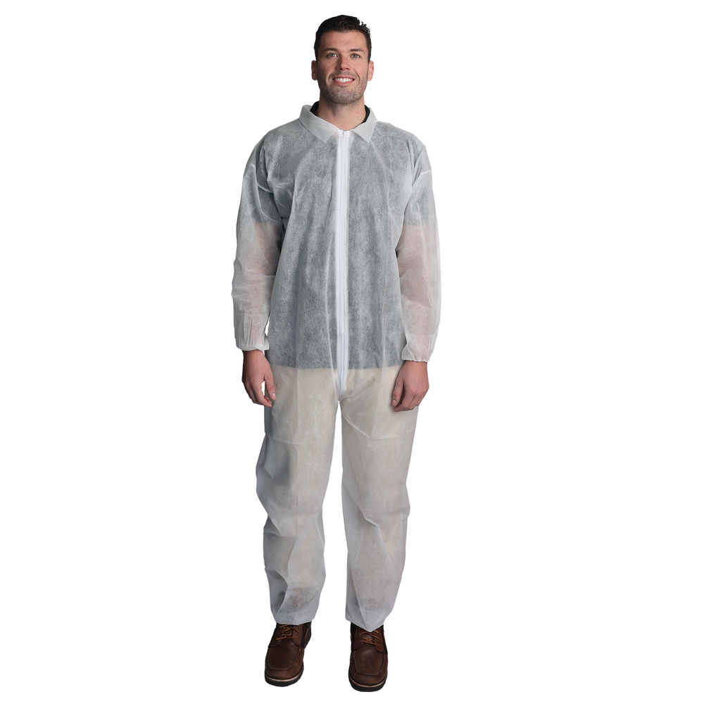 VGuard® BC12A1 White Spunbond Polypropylene Coveralls - Elastic Wrists and Ankles (Coming Soon)