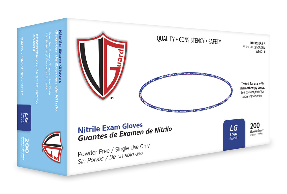A14C1 Blue 3.5 mil Nitrile Chemo Exam Disposable Gloves Bulk Pack