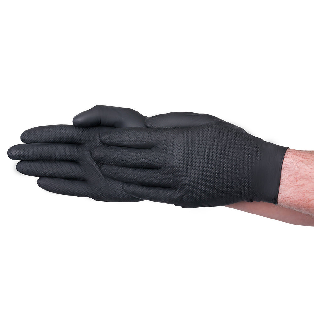 A1FA3 Black 6 mil Nitrile Diamond Textured Industrial Disposable Gloves
