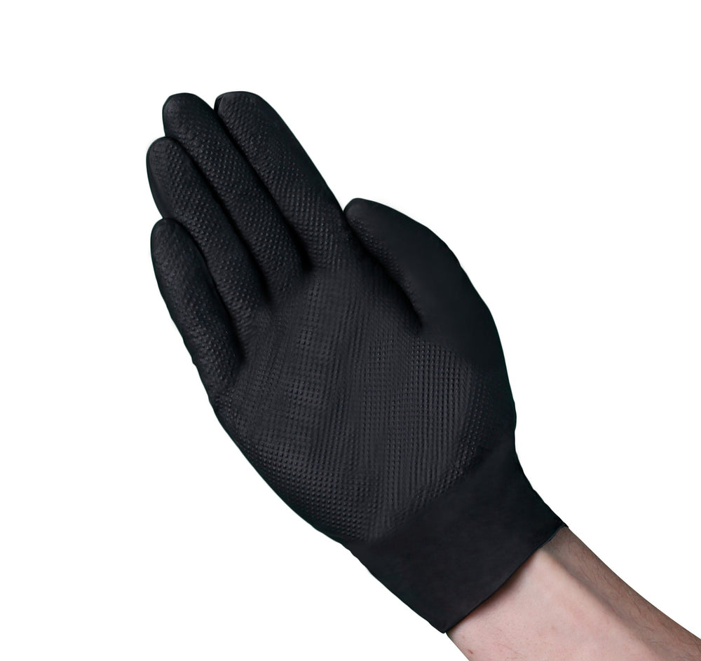 A1GA3 Black 8 mil Nitrile Diamond Textured Industrial Disposable Gloves