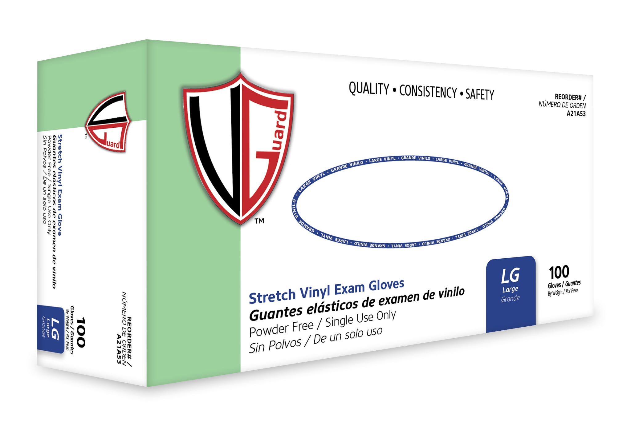 A21A5 Cream 4.3 mil Stretch Vinyl Exam Disposable Gloves