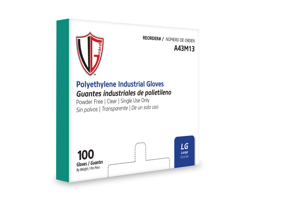A43M1 Clear 0.5 mil Polyethylene Industrial Disposable Gloves