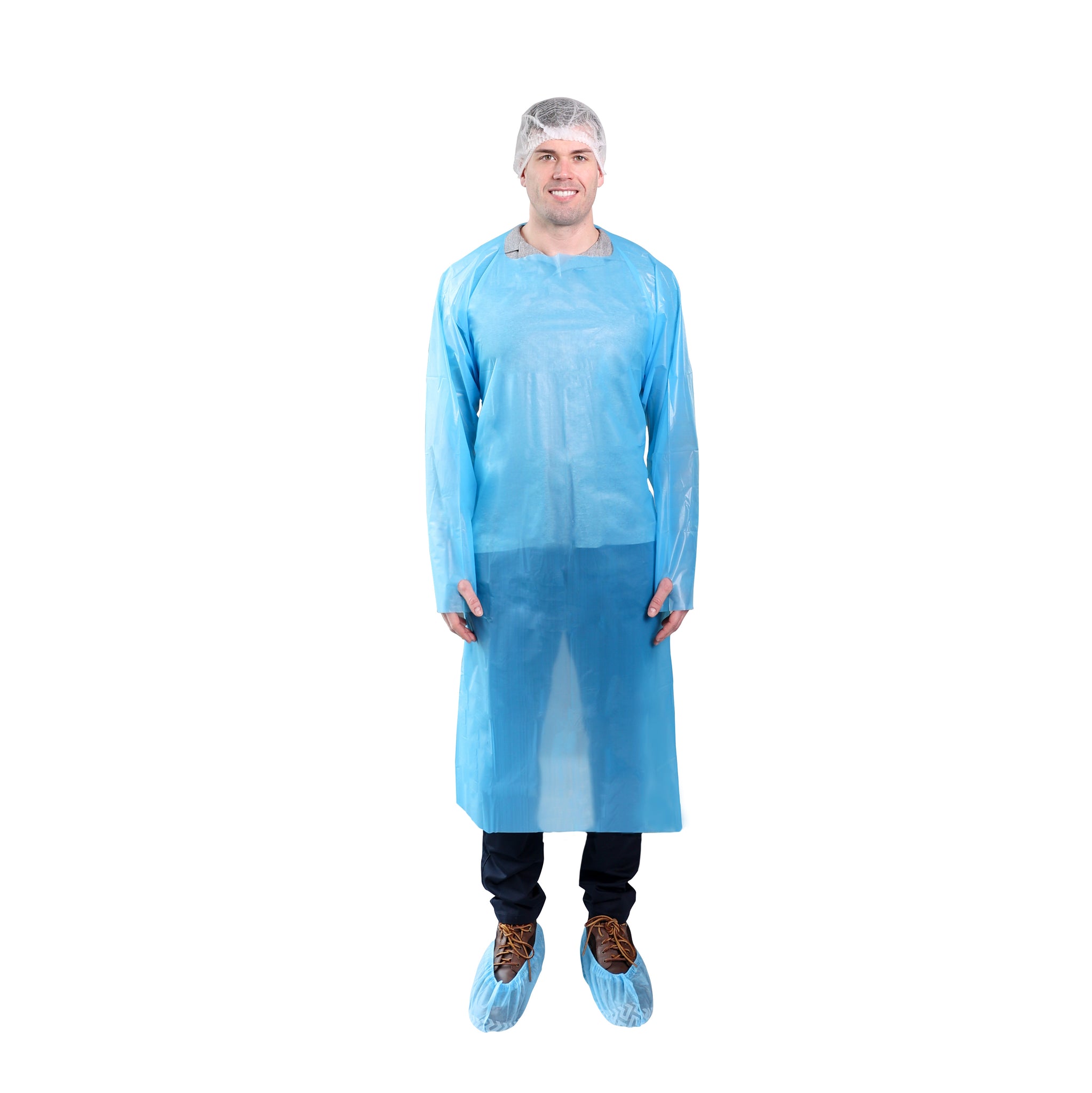 B98P2 Blue 4.5 mil Cast Polyethylene (CPE) Gowns